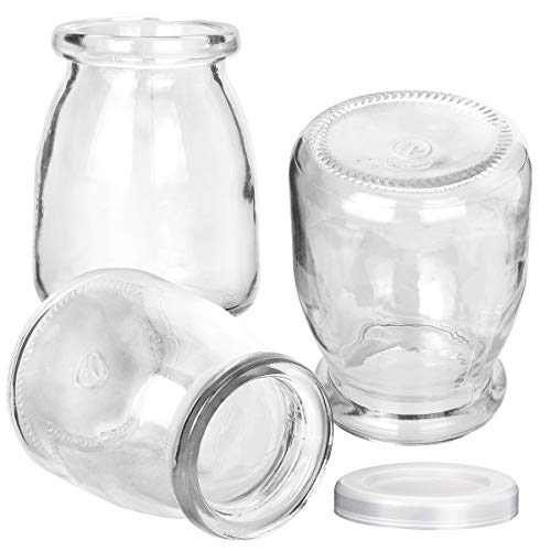 Glass Jars, KAMOTA 40 PACK 4 oz Clear Yogurt Jars With PE Lids, Glass