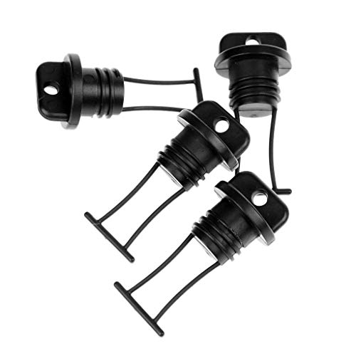 ButyYI 4 Pieces Black Plastic Hull Drain Plug Kit Kayak Canoe Boat Drain Holes Plugs Replacement Accessories
