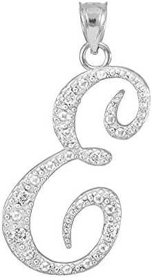 925 Sterling Silver Cubic Zirconia Dangling Cursive Initial D Charm 4/5" Pendant