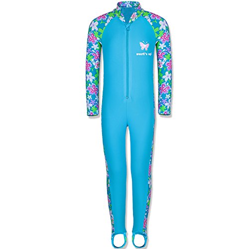 Full Costumes For Swimming - TFJH E 1PCS Girls Long Sleeve Swimsuit UPF 50+ Rashguard 8-10Years Blue