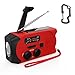 [Upgraded Version] Emergency Weather Radios SOS Alarm AM/FM NOAA Radio Hand Crank Self Powered LED Flashlight 2000mAh Power Bank Red with Multifunctional Climbing Button Carabiner