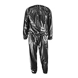 bargain house Sauna Suit - Heavy Duty Fitness Weight Loss Sweat Sauna Suit Exercise Gym Anti-Rip Black L