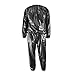bargain house Sauna Suit - Heavy Duty Fitness Weight Loss Sweat Sauna Suit Exercise Gym Anti-Rip Black L