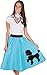 1950s Turquoise Poodle Skirt for Women with Musical Note Printed Scarf | Turquoise Girls Sock Hop Skirt | One Size for Teen and Adult | Halloween Women 50s Costume