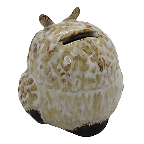 Owl Ornament Small Statue for Home Office Decor Table Decoration, Owl Gift Animal Sculptures Collection for Birds Lovers (White-Cute Owl Coin Bank)