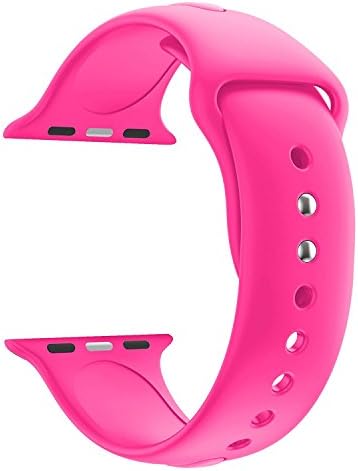 Inozama Apple Watch Band, Soft Silicone Sporty Replacement Strap Band for iWatch Apple Watch Series 1 Series 2 Series 3 (38MM S/M Barbie Pink)