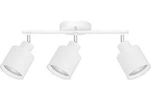 BoostArea 3-Light Led Track Lighting,White Ceiling Lighting Fixtures,Wall Sconces Ceiling Spotlight with Foldable Light Arms for Kitchen, Closet, Bedroom,GU10 Socket, Bulbs Not Included