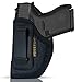IWB ECO Leather Concealment Holster - Inside The Waist with Metal Clip - Lined Inside for Gun Protection - Fits: Glock 42, SIG P365, Kahr PM 45, Makarov. Kel-Tec PF9 / P11 (Left)