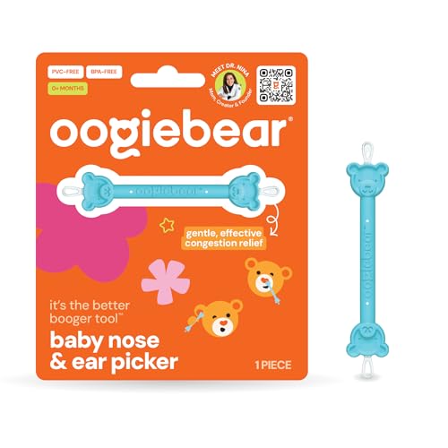 oogiebear - Nose and Ear Gadget. Safe, Easy Nasal Booger and Ear Cleaner for Newborns and Infants. Dual Earwax and Snot Remover (Blue Booger Picker)