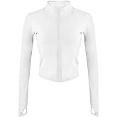 Gihuo Women's Workout Jacket Lightweight Zip Up Athletic Cropped Running Jacket