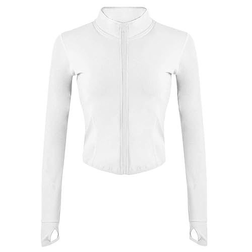 Gihuo Women's Athletic Full Zip Lightweight Workout Jacket Cropped