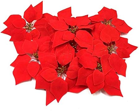 HMILYDYK 20PCS Christmas Decor Artificial Flowers Red Poinsettia Xmas Tree Ornaments 8 INCH Red Flowers