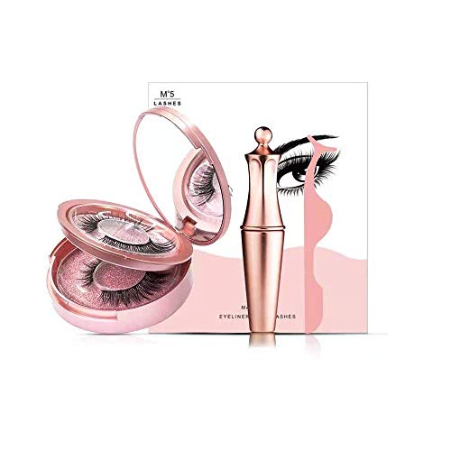Magnetic Eyeliner and Lashes Kit 2 Styles False Eyelashes 3D Black Lashliner (Bead)