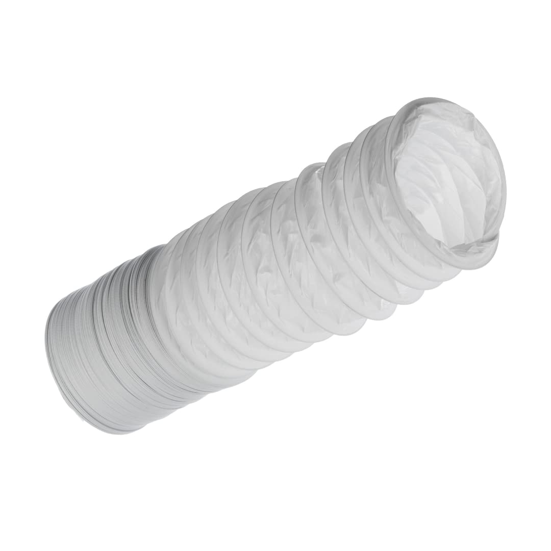 125mm (5 inch) x 6 metre - PVC Flexi Hose - White Universal Tumble Dryer - Cooker Hood - Extractor Fan - Air Conditioner Hose