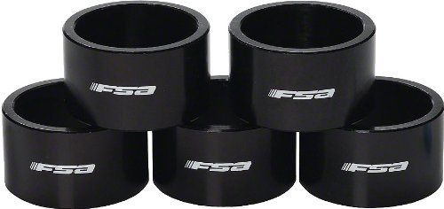 FSA Logo Alloy Bicycle Headset Spacer Kit (Black - Qty 5 x 1-1/8in x 20mm)