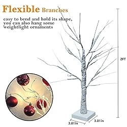 2PK 2FT 24LED Lighted Birch Tree Artificial Branch