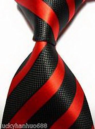 Banana Republican RGB 80993 Amazing Stripes Red Black JACQUARD WOVEN Silk Men Tie Necktie