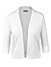 BIADANI Women Classic 3/4 Sleeve Crop Cardigan White X-Large