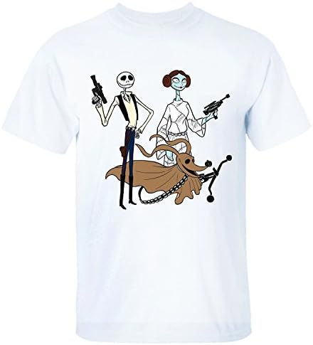 YATENG Horror Nightmare Before Christmas Men's T Shirt Short Sleeves white XL
