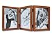 Golden State Art, Wood Table Top Folding Vertical Photo Frame for Triple 5x7 Pictures with Real Glass, Coffee Walnut