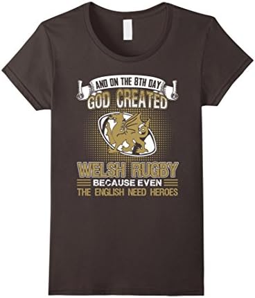 Women's Welsh Rugby Shirt - God Created Welsh Rugby T shirt Large Asphalt