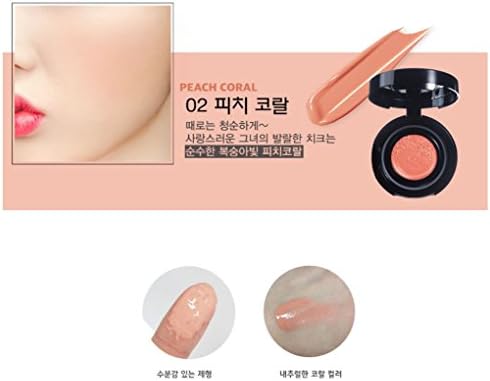 Mini Blush Cushion, Moisturizing, Rose fragrance (Peach coral, Berry pink) Korean Beauty Product (Peach coral)