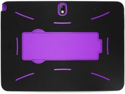 Microseven® Ruggled Impact Armor Kickstand Dual Layer Case Cover For Samsung Galaxy Note 10.1" 2014 Edition P605 P600 with Microseven® Packaging (Black/Purple)