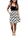 OURS Women's Scoop-Neck Stripes Sleeveless Short Fit-and-Flare Dress, Black, Medium