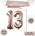 Rose Gold 13 Number Balloons, Large, Pack of 12 | 1 and 3 Foil Mylar Rose Gold Number Balloons | 13th Birthday Decoration Party Supplies Pack, 13 Year Old Anniversary, Wedding