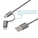 CONCAWAY 2 in 1 Lightning and Micro USB Cable, 3.3FT/1M Tangle Free Nylon Braided Charging/Sync Cables for iPhone/iPod/iPad and micro USB enable devices (silver)