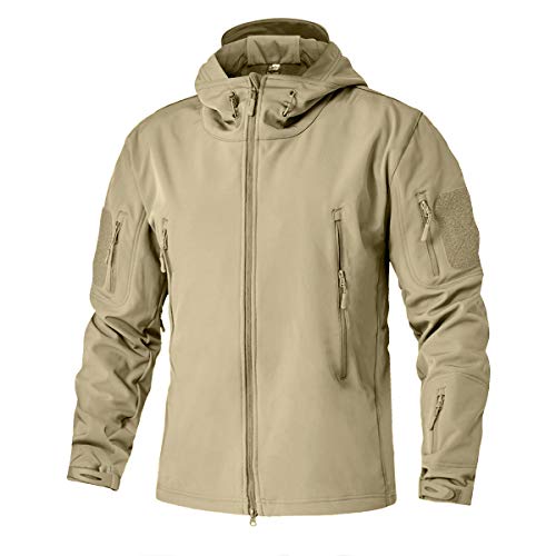 TACVASEN Men's Military Softshell Tactical Jacket Hooded Fleece Coat