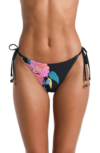 Sunshine 79 Women's Side Loop Hipster Bikini Swimsuit Bottom, Black//Cascade Bl…