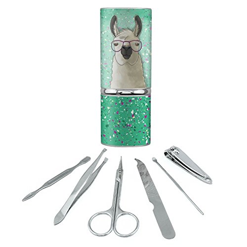 Hip Llama with Glasses Stainless Steel Manicure Pedicure Grooming Beauty Care Travel Kit