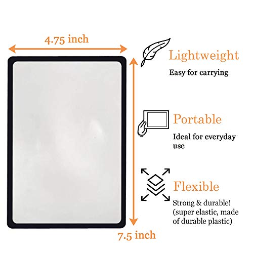 Magpro Full Page Magnifying Sheet 4.75" x 7" Set -Bonus 2 Bookmark Magnifier with Ruler & 2 Card Magnifier for Reading Books, Magazine, Newspaper & People with Low Vision - Thumbnail 3