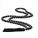 OVALBUY 8mm 108 Black Heat Treated Agate Beads Buddhist Prayer Mala Necklace