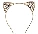 VK Accessories Floral Flower Cat Ear Crystal Hair Band Gold Sexy Women's Hair Clips Gold