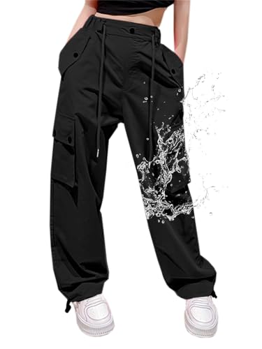 Girls & Women Parachute Cargo Pants, Black, 11-12 Years = Tag 160 at Amazon