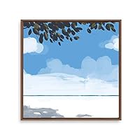 Framed Canvas Wall Art Blue Sky and Sea Canvas Prints Home Artwork Decoration for Living Room,Bedroom - 16x16 inches