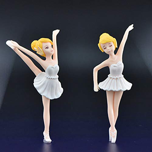 HYSTYLE 4 Pcs Dancing Ballerina Girl Figurine, Miniature Ballerina Girl Figure Collection Playset Doll Toy, Ballerina Girl Cake Topper, Ballerina Girl Plant Pot Craft Dollhouse Decoration, Cake Decoration, Landscape Scenes