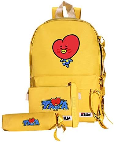 Amazon 防弾少年団 バックパック 鉛筆ケース お財布 3セット リュックサック ランドセル 収化粧ポーチ 文具収納 筆袋 人物 コスプレ バッグ メンズ レディース 大容量 通勤 通学 人気韓流グッズ 応援グッズ人気 お祝い プレゼント イエロー G アイドル 芸能人