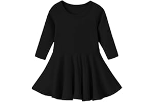 GSVIBK Toddler Girls Cotton Dress Long Sleeve Baby Girl Ruffle Ribbed Knit Sweater Dresses Fall Swing Skirt
