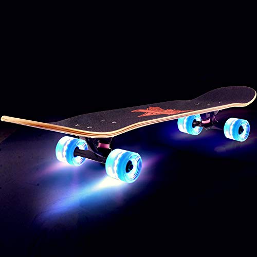 LOSENKA 6045 Fish Skateboard Wheels Flash PU Crusier Skateboard Wheels (4 Pack with Bearing) (Flash Blue)