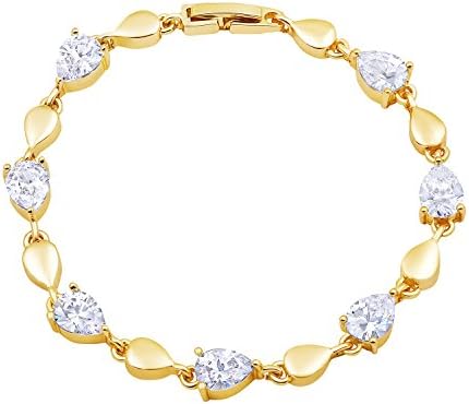 Asmitta Exquitely Pear Shape Stone Gold Plated Bracelet for Women