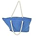 DALIX Elegant Woven Canvas Tote Bag in Light Blue w/ Rope Handle