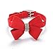 BINGPET BA2042 Bow Tie Crystal Boy Girl Dog Collar Fancy Designer Bling Rhinestone Collars for Dogs, Red S