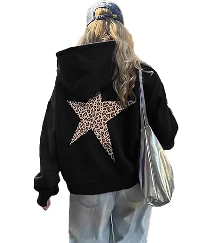 Y2K Zip Up Hoodie Star Graphic Hoodies for Women Men Y2K