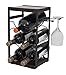 ComfyHouse Rustic Wood Countertop Wine Rack 5 Bottles with Wine Glass Holder/No Assembly…