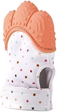 Silicone Baby Teether Mitten, S-World Kee Like Teething Toys for Teething Ring Provides Self-Soothing Fun- Ideal Baby Shower Gift (Salmon Orange)
