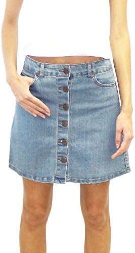 Button Front Denim Skirt, Jean Mini Skirt by New Look