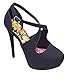 Qupid Sassy-07 Women's round toe high heel buckle upper crossing straps Nubuck pumps